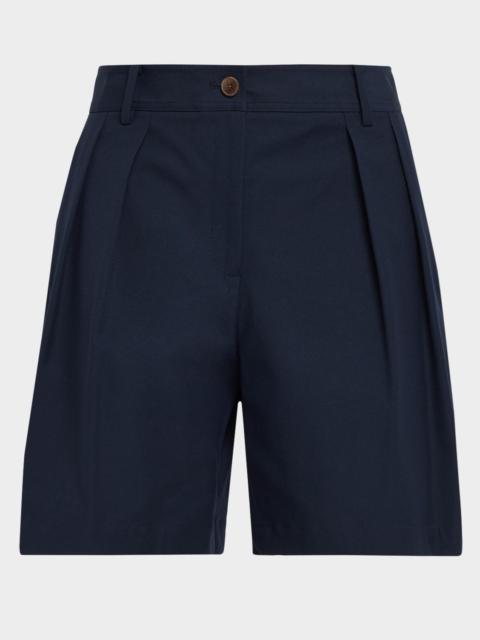 Lafayette 148 New York Park Wide-Leg Techno Stretch Twill Shorts