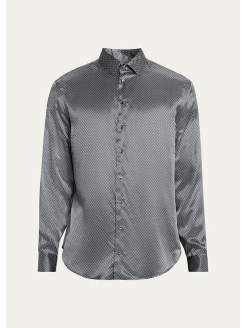 GIORGIO ARMANI Men's Silk Chevron Button-Front Shirt