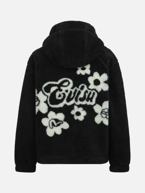 EVISU FLORAL JACQUARD OVERSIZED SHERPA FLEECE JACKET