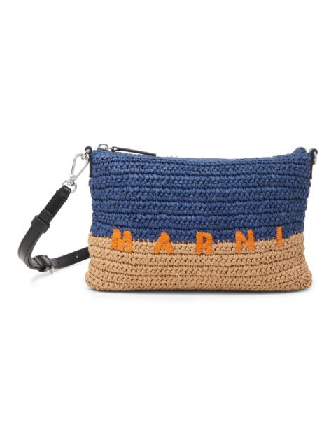 Marni Men's Logo Woven Flat Pochette Bag - Blue Pompe Carrot