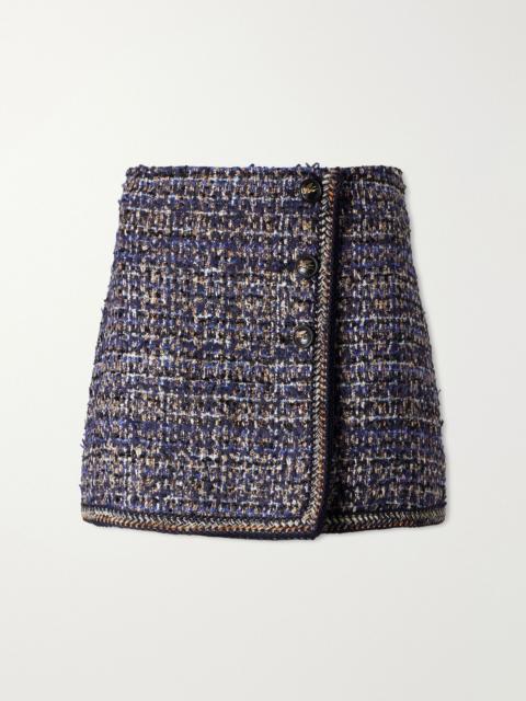 Etro Wrap button tweed mini skirt Navy
