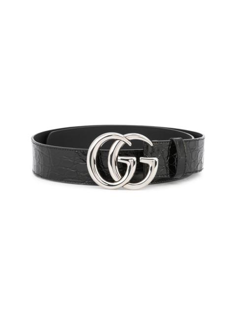 GUCCI GG crocodile embossed belt