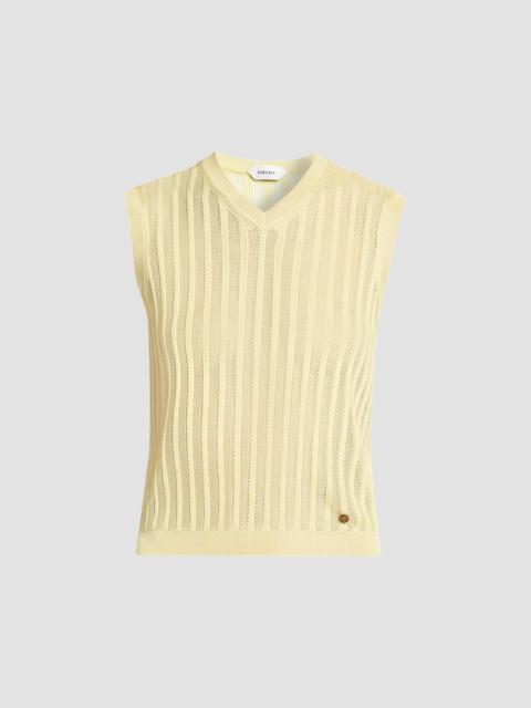 VERSACE Women's La Vacanza Mesh Rib-Knit Sweater Vest - Pale Yellow