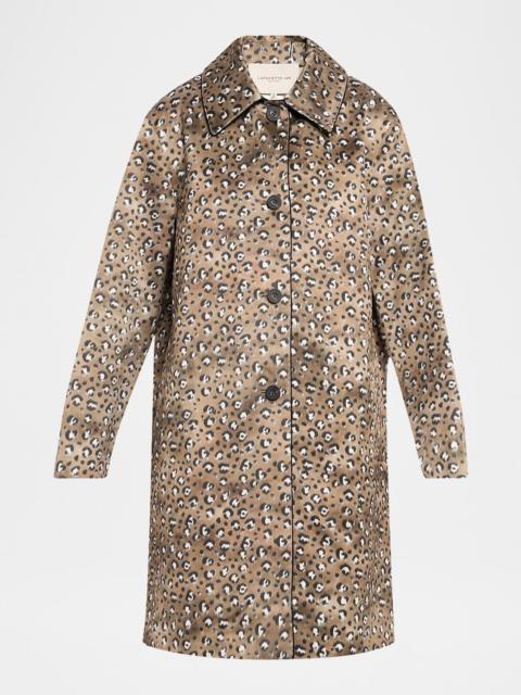 Lafayette 148 New York Leopard-Print Straight Twill Coat