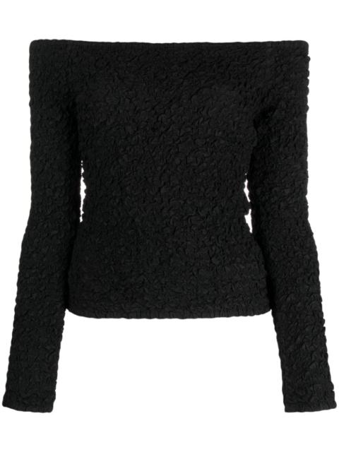 GANNI off-shoulder smock-effect top