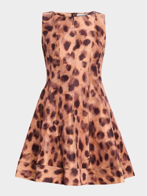 MILLY Poppy Leopard-Print Taffeta Mini Dress