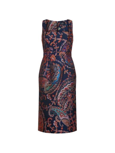 Etro square-neck paisley-pattern dress