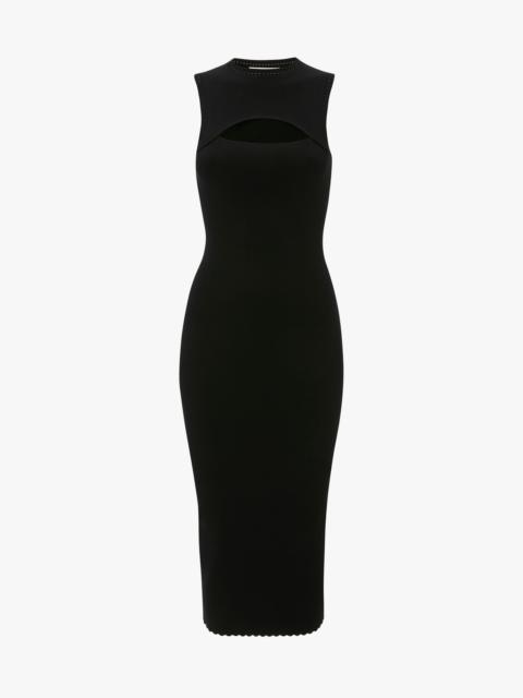Victoria Beckham VB Body Slash Front Midi Dress In Black