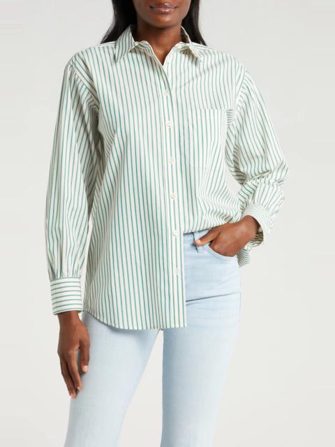 FRAME The Borrowed Pocket Stripe Cotton Button-Up Shirt
