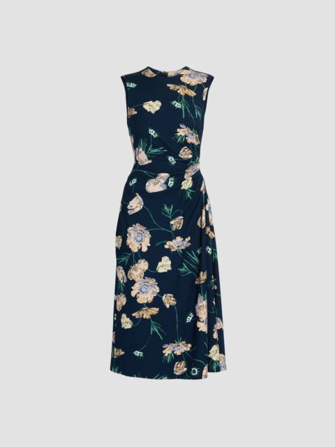 Erdem FLORAL PONTE SLEEVELESS MIDI DRESS