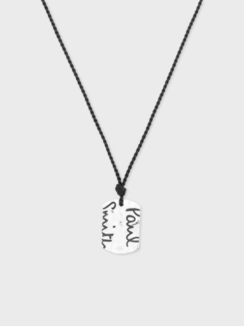 Navy Necklace With Silver Tag