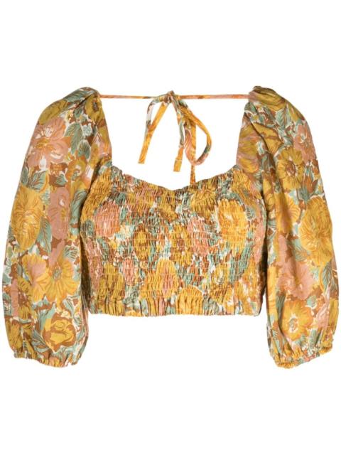 FAITHFULL Alejandra floral-print linen crop top