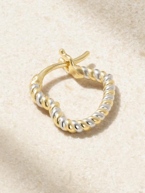 Yvonne Léon Mini Créole Coeur 9-karat Yellow And White Gold Single Hoop Earring