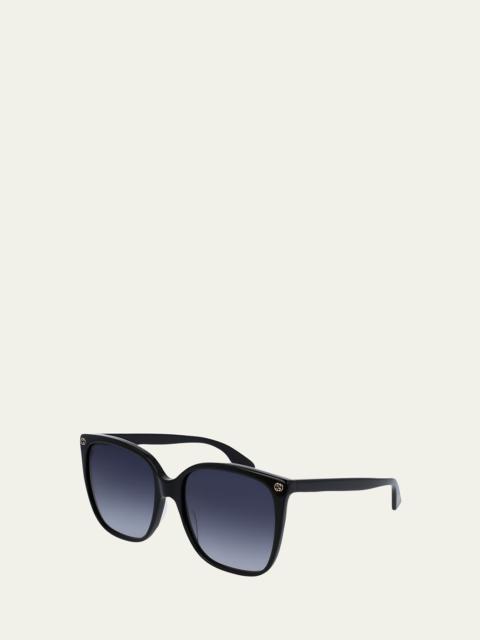 Square Acetate Sunglasses w/ Interlocking G Detail