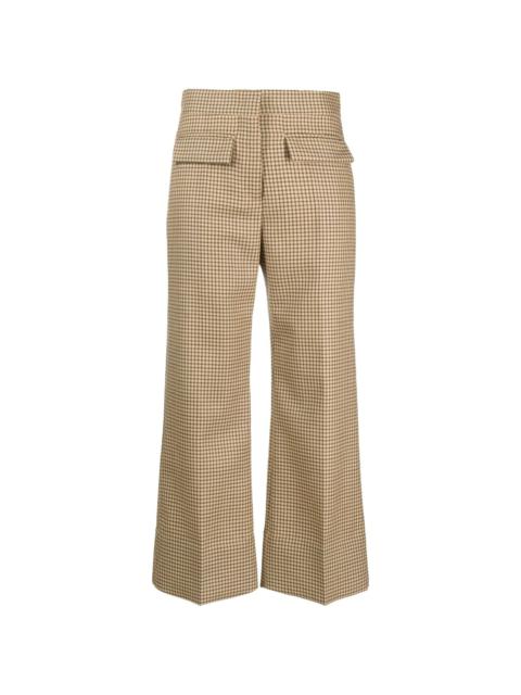 checked cropped straight-leg trousers