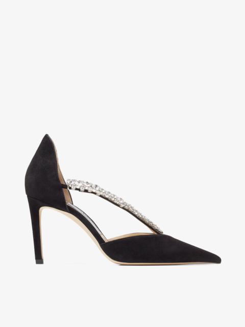Bee 85
Black Suede Pumps with Crystal Embellishment