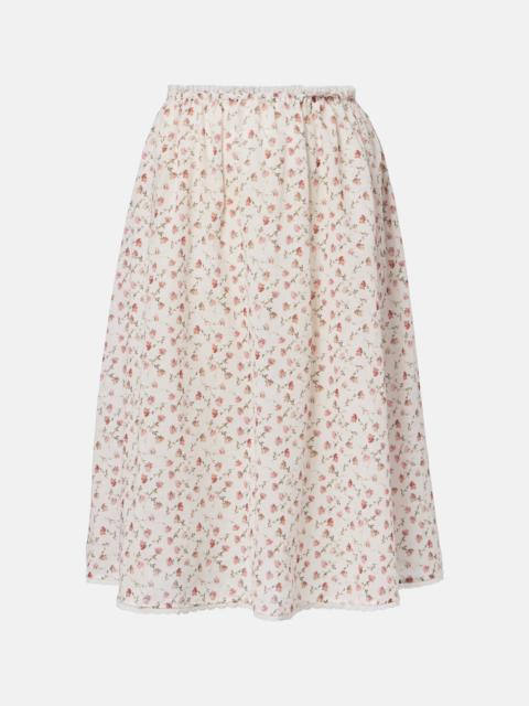 POSSE Charlotte floral cotton midi skirt