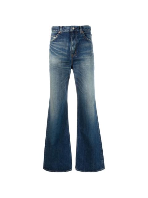 70's whiskering-effect bootcut jeans