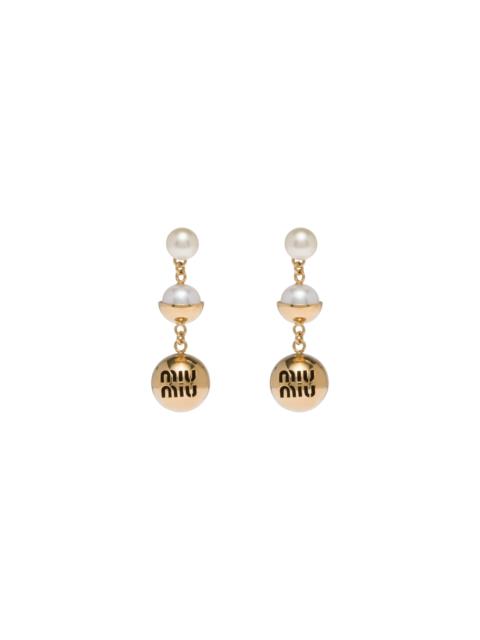ピアス MiuMiu Miu Miu l Pearl Earrings 5JO9302F7Q F0SAJ NEW $495 MIU MIU Blue Gray Fx-PEARL & SWAROVSKI CRYSTAL Clip