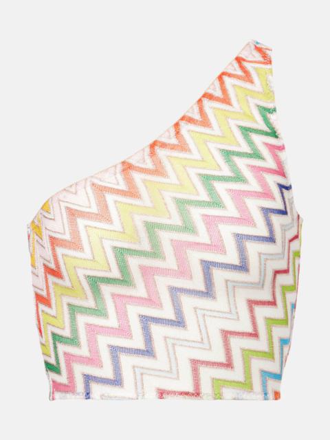 Missoni Zigzag one-shoulder lamé top