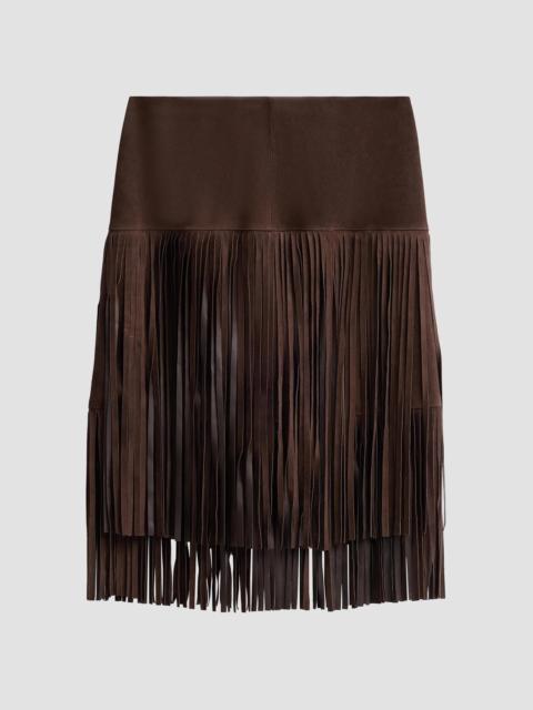 KOBI HALPERIN Women's Kyla Fringed Suede Midi Skirt - Espresso