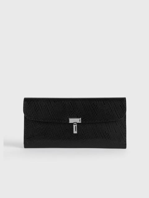 TOTEME T-lock palmellato-patent wallet black