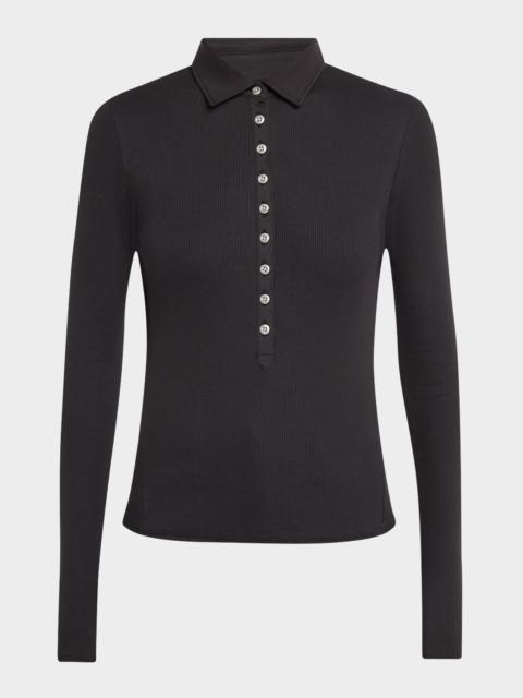 rag & bone The Essential Ribbed Button Polo Top