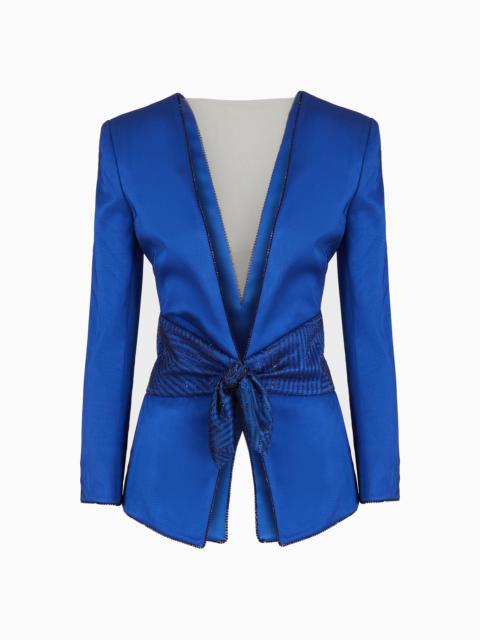 GIORGIO ARMANI Silk, single-breasted jacket with embroidered belt