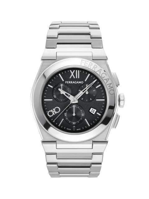 FERRAGAMO Men's Vega Chrono Stainless Steel Bracelet Watch/42MM - Silver Black