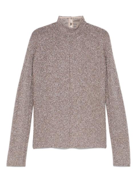 metallic-threading top