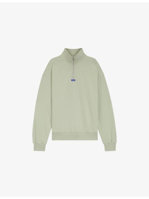 HUGO Logo-Patch Quarter-Zip Cotton-Terry Sweatshirt