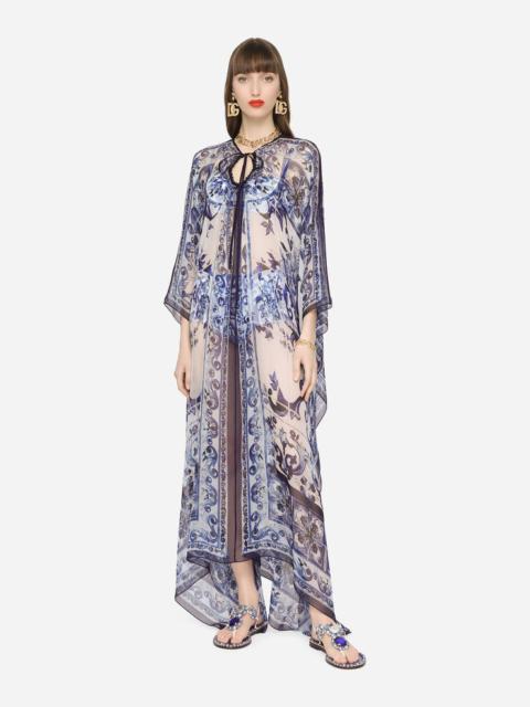 Dolce & Gabbana Majolica-print chiffon caftan