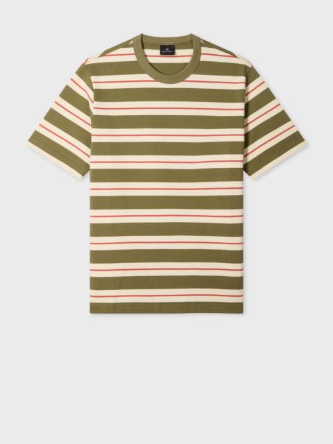 Paul Smith Khaki Stripe Cotton T-Shirt