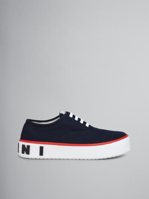 BLUE CANVAS SNEAKER WITH MAXI LOGO