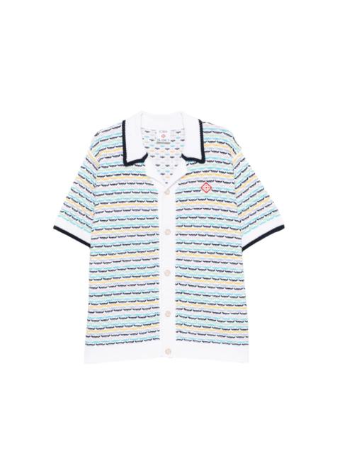 CASABLANCA CROCHET TUCK STITCH SHORT-SLEEVE SHIRT