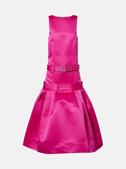 GANNI Belted satin midi dress