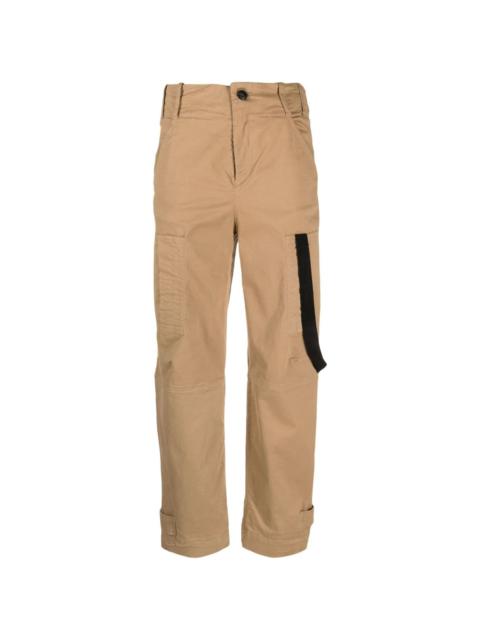 high-waisted straight-leg cotton trousers
