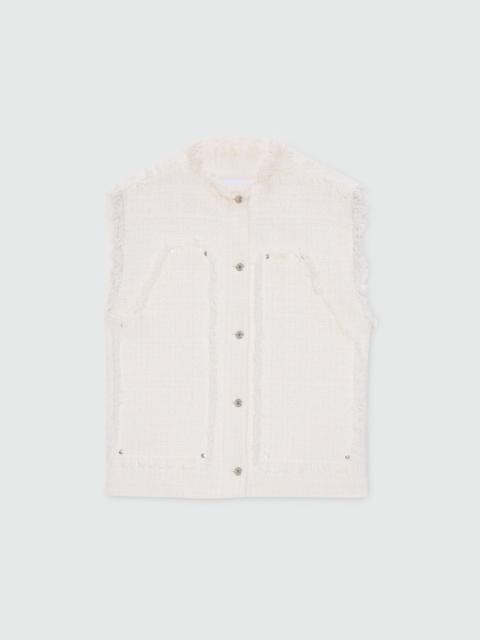MSGM Off-white boucle tweed-effect vest with metal buttons