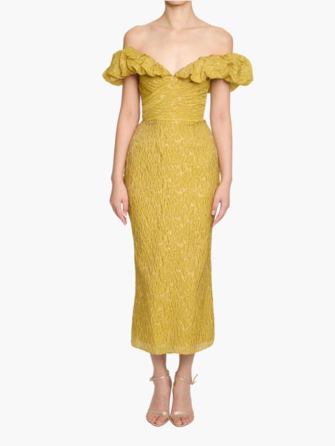 Marchesa OFF-THE-SHOULDER CLOQUÉ COCKTAIL DRESS