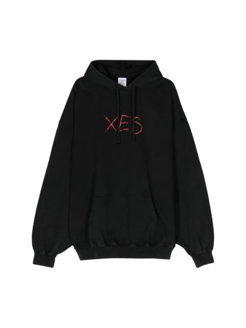 Xes-print cotton hoodie
