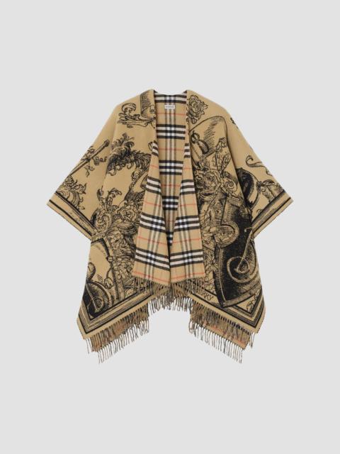 Burberry Women's Reversible Etched Knight Wool Cape - Beige