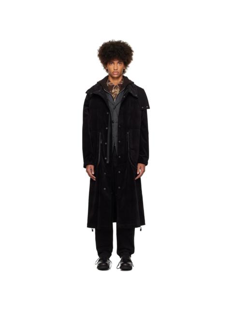 Yohji Yamamoto Black M-Velvet Hooded Coat
