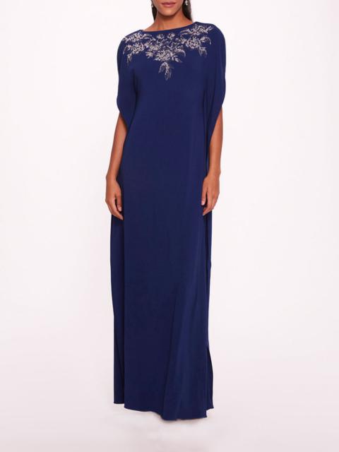 Marchesa EMBROIDERED CREPE KAFTAN