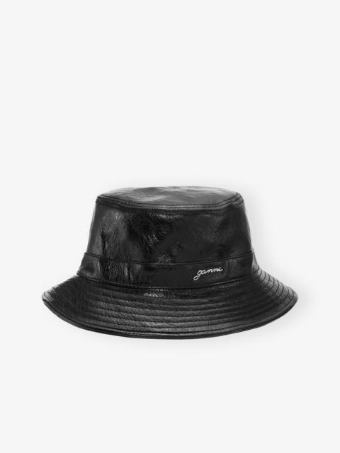 GANNI BLACK NAPLACK BUCKET HAT