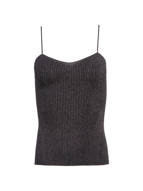 thin-straps ribbed-knit top