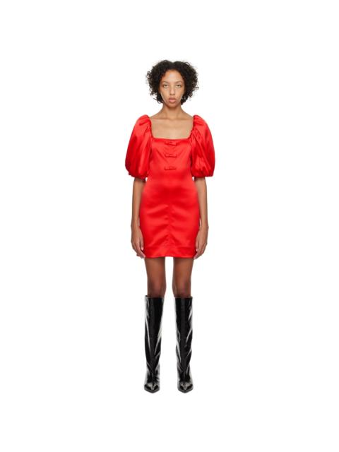 GANNI 더블-satin 퍼프-sleeve minidress