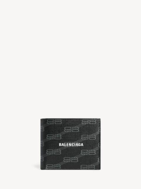BALENCIAGA signature square folded wallet bb monogram coated canvas