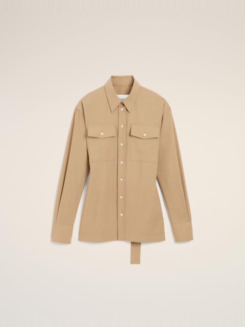 AMI Paris BEIGE FITTED WOOL BALLOON-SLEEVE SHIRT