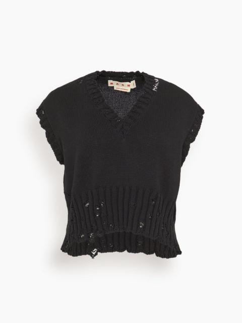 Marni V-Neck Sweater Vest in Black