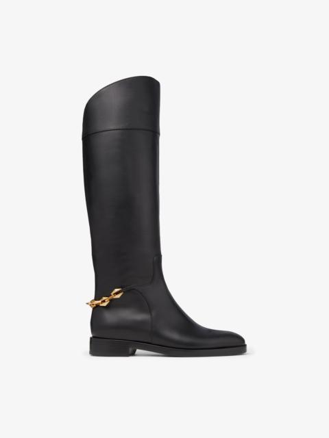 Nell Knee Boot Flat
Black Soft Vachetta Knee-High Boots with Chain
